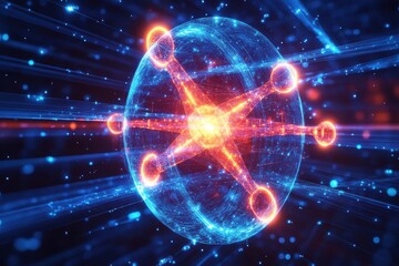 Obraz premium Exploring quantum computing technologies digital realm abstract visuals high-tech environment futuristic concept