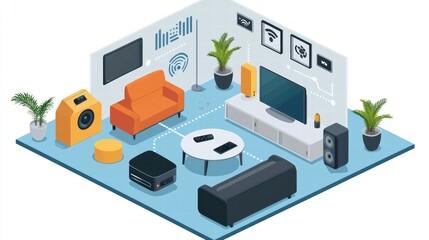 Obraz premium Mapping smart device connections home network visual guide digital environment user perspective internet of things