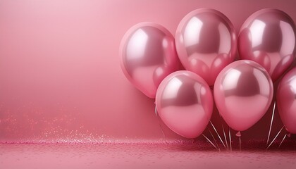 shining pink balloons on a pink background high definition image