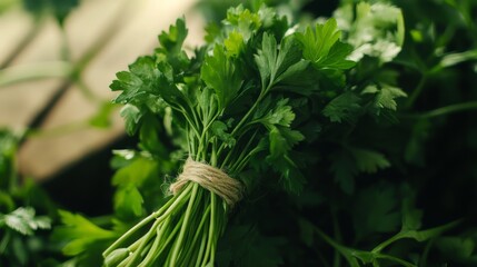 Fototapeta premium Fresh Parsley Bunch - Vibrant Green Herb