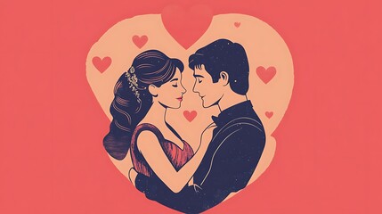 Romantic Couple Embrace: A Valentine's Day Illustration