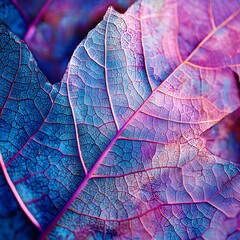 Photo of Detailed Leaf Veins on Colorful Background