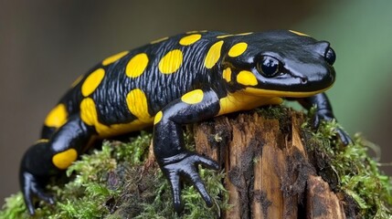 Obraz premium Close-up of a Spotted Salamander in its Natural Habitat