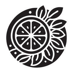 Orange Silhouette Vector Illustration, Solid White Background.