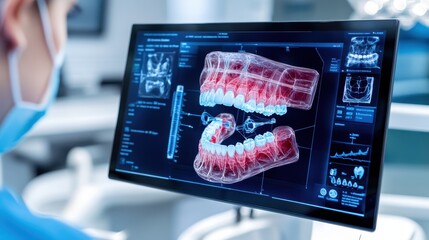 Dental imaging technology on screen showcasing dental anatomy details