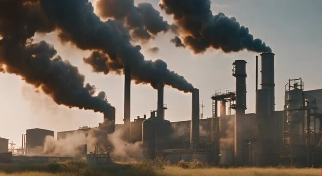 factory emitting very thick smoke