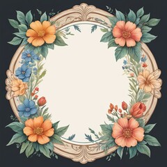 Elegant floral frame with a vintage aesthetic. Perfect for adding a touch of classic beauty to your designs.