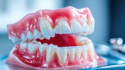 Obraz premium Realistic Dental Model of Human Teeth and Gums for Education Purposes