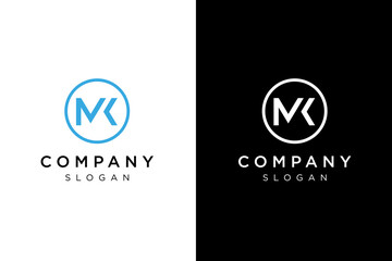 initials MK in circle logo blue color