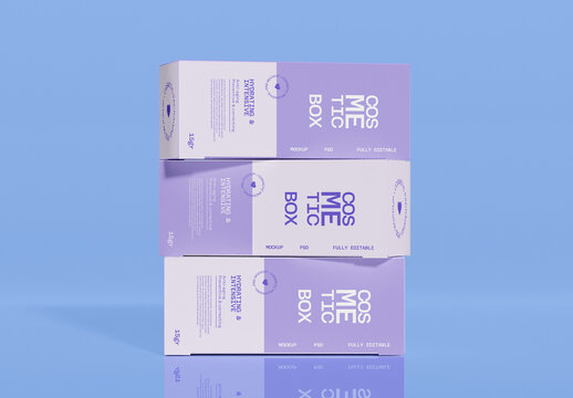 Stacked 3D Cosmetic Box Mockup