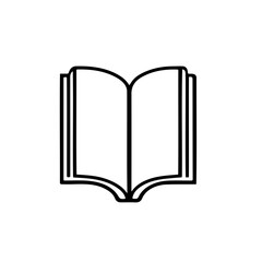 A book icon silhouette made with lines on white background