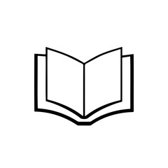 A book icon silhouette made with lines on white background