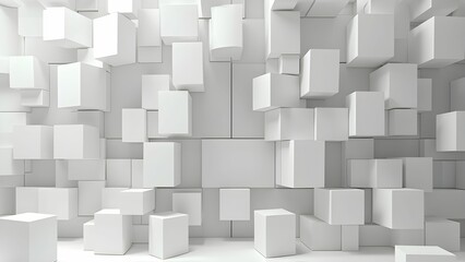 Random shifted white cube boxes block background