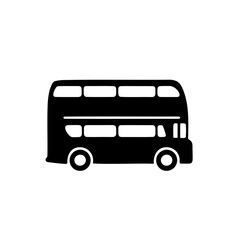 A big double decker bus icon silhouette on white background