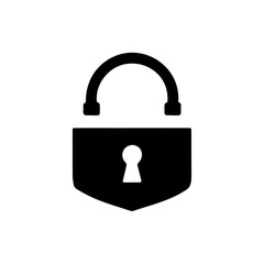 A security padlock icon silhouette on white background