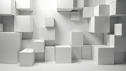 Random shifted white cube boxes block background