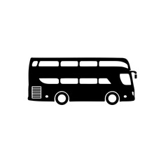 A double decker bus icon silhouette on white background