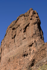 Fototapeta premium Gran Canaria, landscape of the central part of the island, Las Cumbres, ie The Summits, Roque Bentayga formation in Caldera de Tejeda