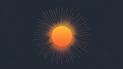 Rising sun, minimalist vector sunset over desert with mountains