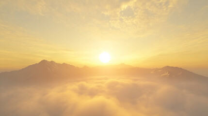 Obraz premium Misty sunrise in the Scottish Highlands with golden light