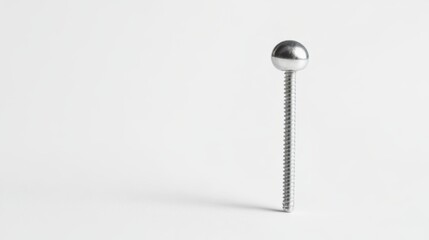 Elegant Metal Screw on a White Background