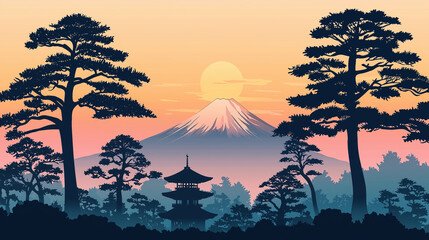 Obraz premium 和柄-新年の富士山