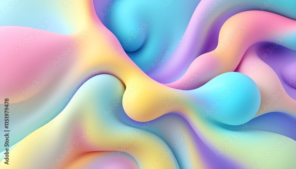 Leinwandbilder Gradient background with turquoise metaball shape, morphing, colorful drops, and 3d background. Abstract 3d liquid color background. Abstract colorful gradient background with fluid shapes