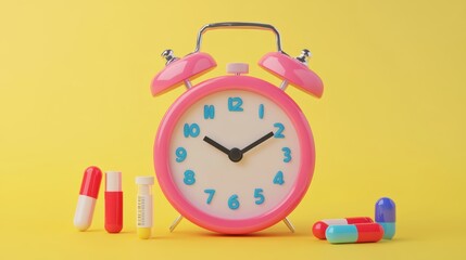 3d calendar marked date and time for reminder with pharmacy drug icon. Vaccination medical equipment, healthcare medicine. medical pharmacy medicament. 3d alarm clock icon vector render illustration