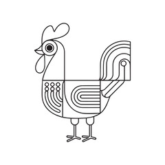 Coloring book page for preschoolers with chicken outline. Vector illustration for children's education.
