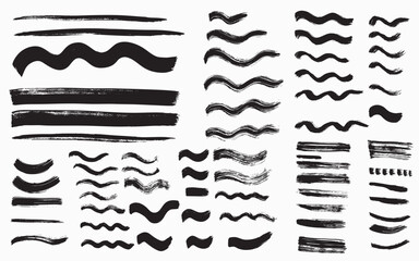 Grunge dry brush strokes. Isolated, vector, grunge design elements, watercolor.
