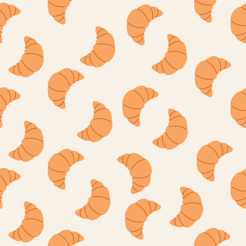 Seamless pattern of croissants hand drawn