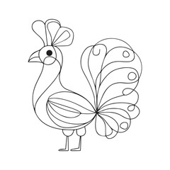 Coloring book page for preschoolers with chicken outline. Vector illustration for children's education.