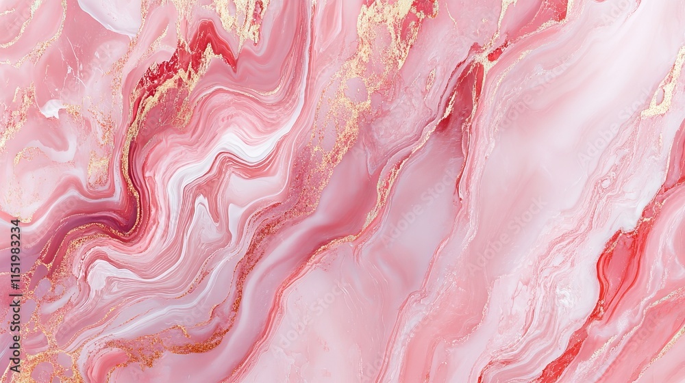 Poster luxurious flowing pink marble texture abstract background with gentle swirling patterns in soft past