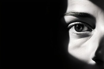 a close up of a persons face with a visible shadow such as a sha