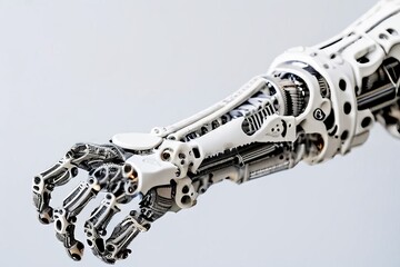 a detailed close up of a d printed prosthetic arm with intricate
