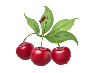 Obraz premium two cherries with leaves