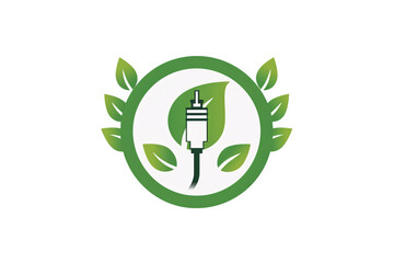 a green logo with a plug in it