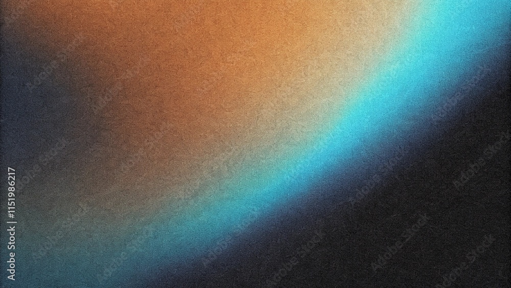 Poster grainy blue orange black background, abstract color gradient wave shape noise texture poster header 