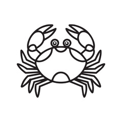 Crab outline illustration image. Hand drawn image artwork of shrimp. Simple cute original logo. Hand drawn vector illustration for posters, cards,