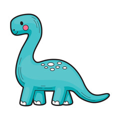 Fototapeta premium Cute teal cartoon dinosaur perfect for children's illustrations, educational materials, and fun dinosaur themed designs. Whimsical and adorable character
