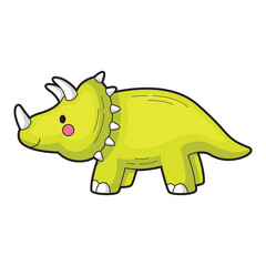 Cute cartoon triceratops dinosaur for kids products, educational materials, dinosaur themed designs, children's books, and fun merchandise