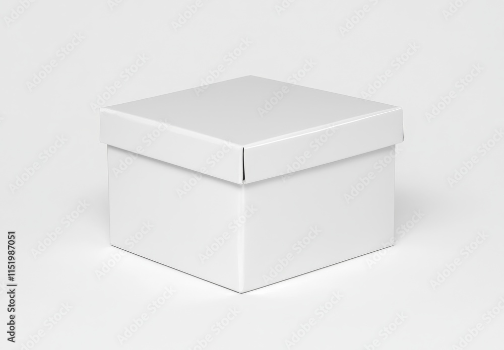 Aufkleber a white horizontal rectangular blank box seen from a far top-side angle.