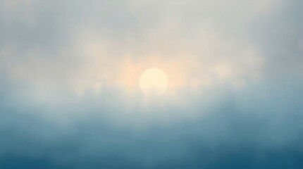 Fototapeta premium Gentle sunlight filters through a misty winter atmosphere, creating a calming watercolor effect that evokes feelings of peace and tranquility in a serene landscape