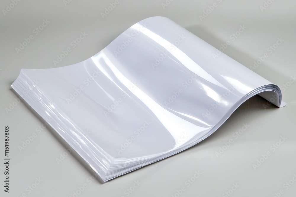 Poster a neutral background featuring a blank page or notepad on a white table, suitable for mockups or sim