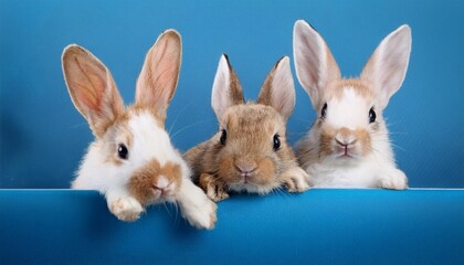Obraz premium an example of funny bunnies on a blue background