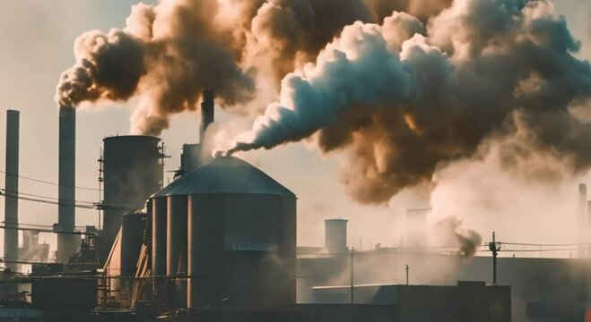 factory emitting very thick smoke