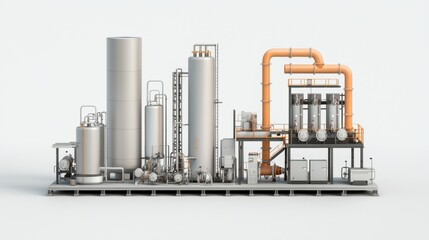 Industrial plant, a complex network of pipes and machinery in manufacturing setting