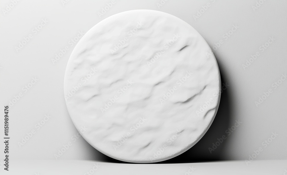 Aufkleber a 3d mock-up of blank white circular adhesive stickers with curved edges, showing an empty round sti