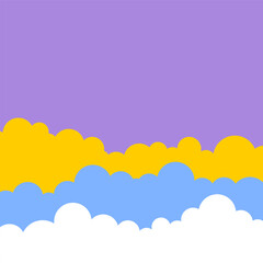 Cartoon sky background with clouds. Square content background colorful sky.