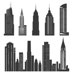 Fototapeta premium A Collection Of Black And White Skyscraper Silhouettes